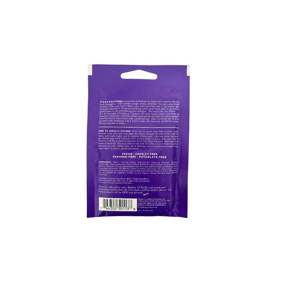 MEJW Dream Come True Miracle Deep Moisturizing Masque – Vegan Hair Mask with Coconut Oil (1 oz)
