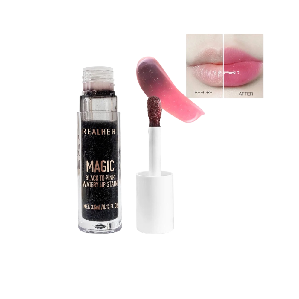 REALHER Magic Black to Pink Watery Lip Stain – pH-Reactive Glossy Lip Tint – 3.5 mL – Sulfate-Free, Paraben-Free, Vegan & Cruelty-Free