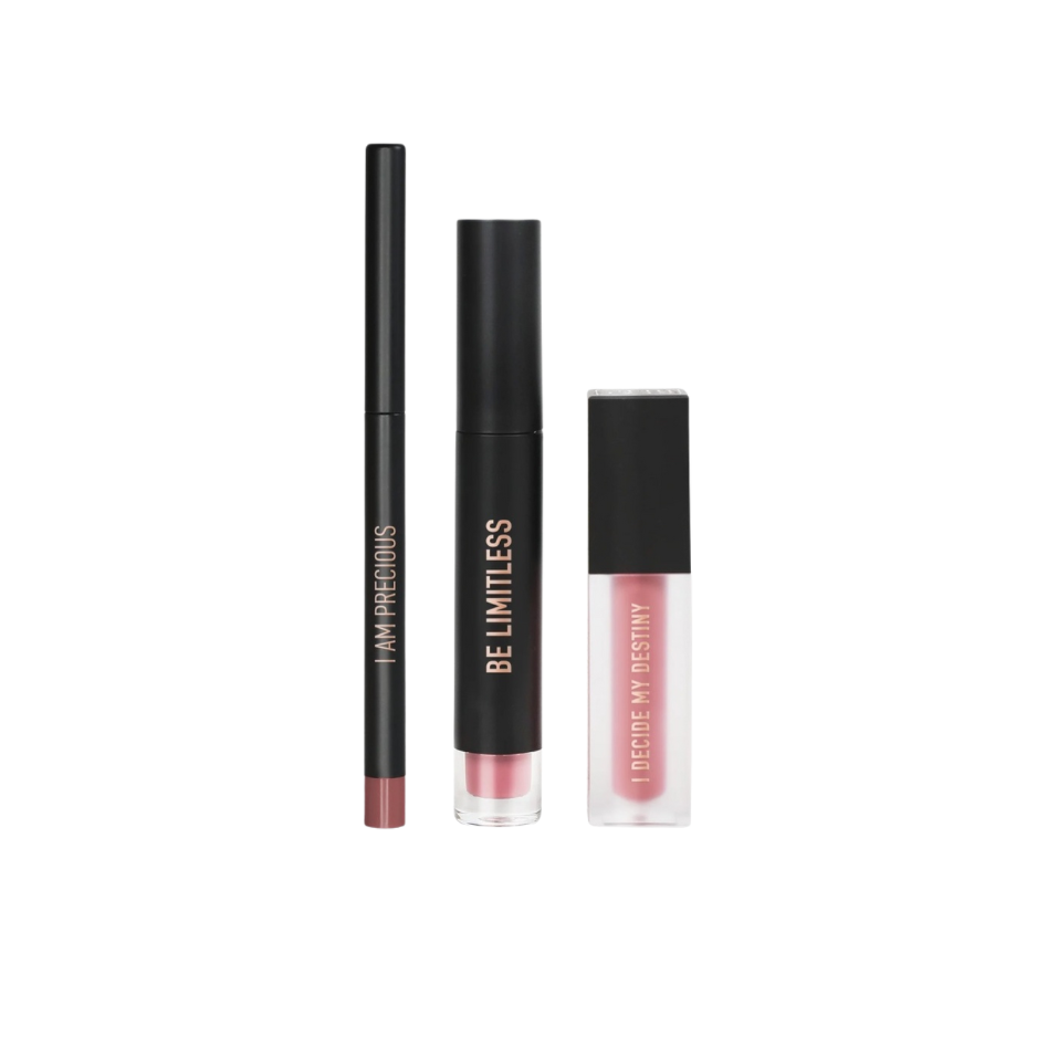 REALHER I Can & I Will 3-Piece Lip Kit – Vegan, Non-Toxic Lip Liner, Matte Liquid Lipstick & Gloss