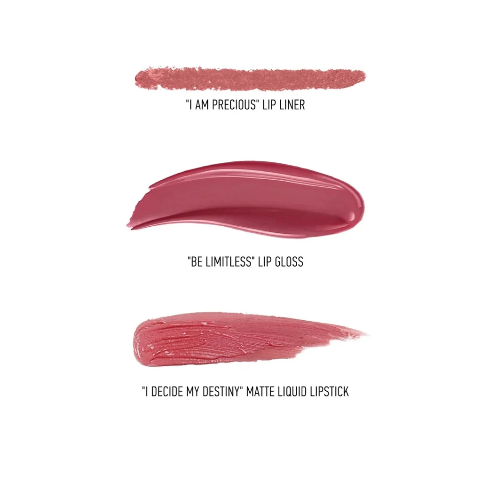 REALHER I Can & I Will 3-Piece Lip Kit – Vegan, Non-Toxic Lip Liner, Matte Liquid Lipstick & Gloss