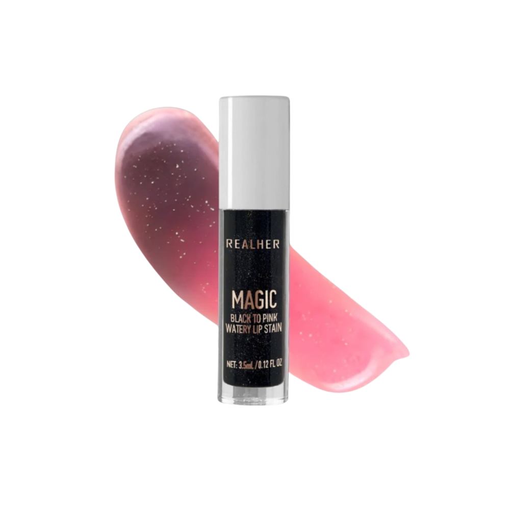 REALHER Magic Black to Pink Watery Lip Stain – pH-Reactive Glossy Lip Tint – 3.5 mL – Sulfate-Free, Paraben-Free, Vegan & Cruelty-Free