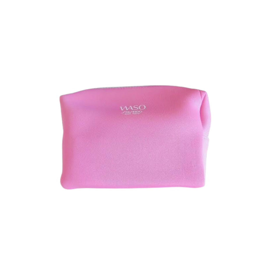 Shiseido Waso pink scuba cosmetics makeup bag | flexible, travel-friendly pouch