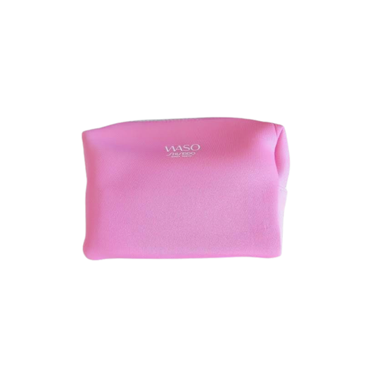 Shiseido Waso pink scuba cosmetics makeup bag | flexible, travel-friendly pouch